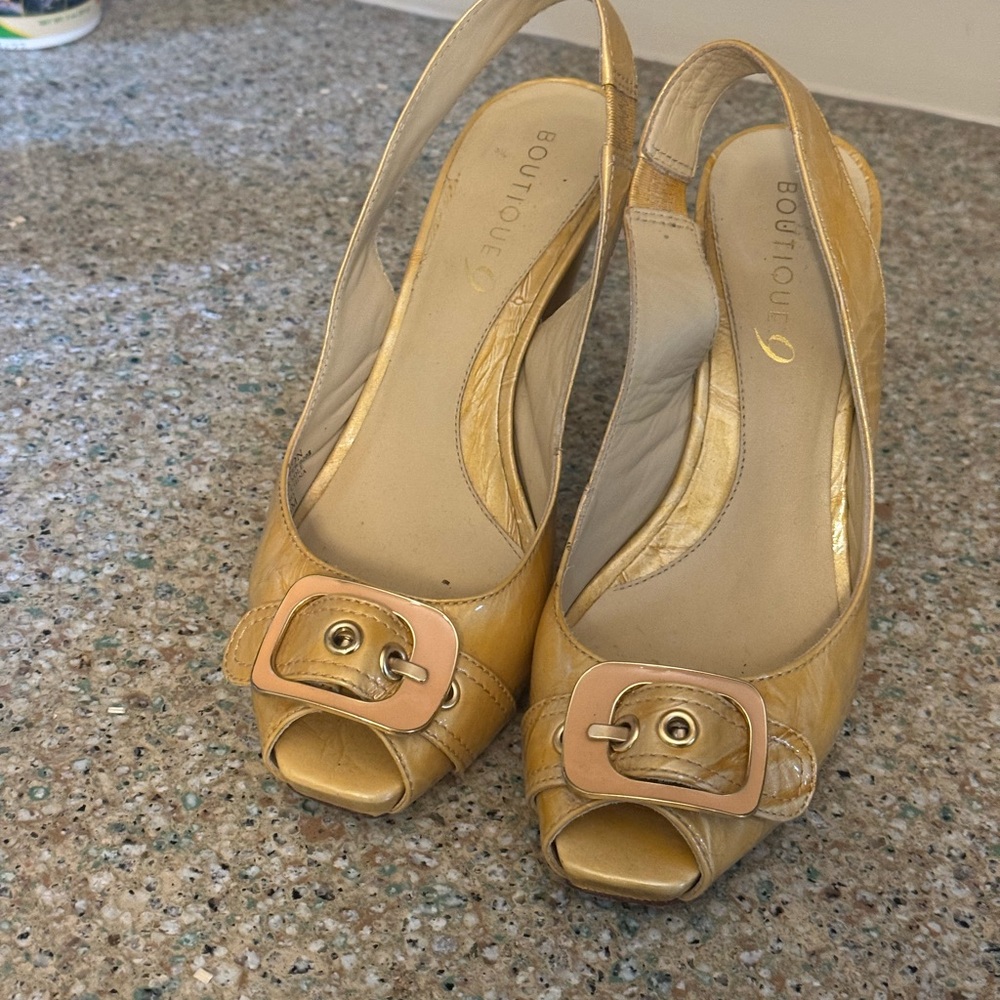 Boutique 9 Beige Peep-Toe Slingback Heels